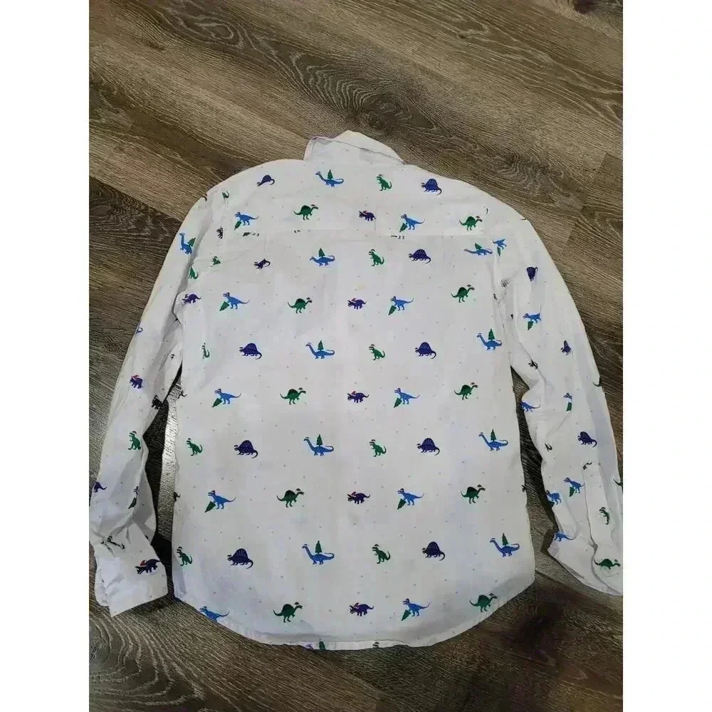 Children's Place Boys Christmas Dinosaur Santa Hat Shirt size‎ Large #3